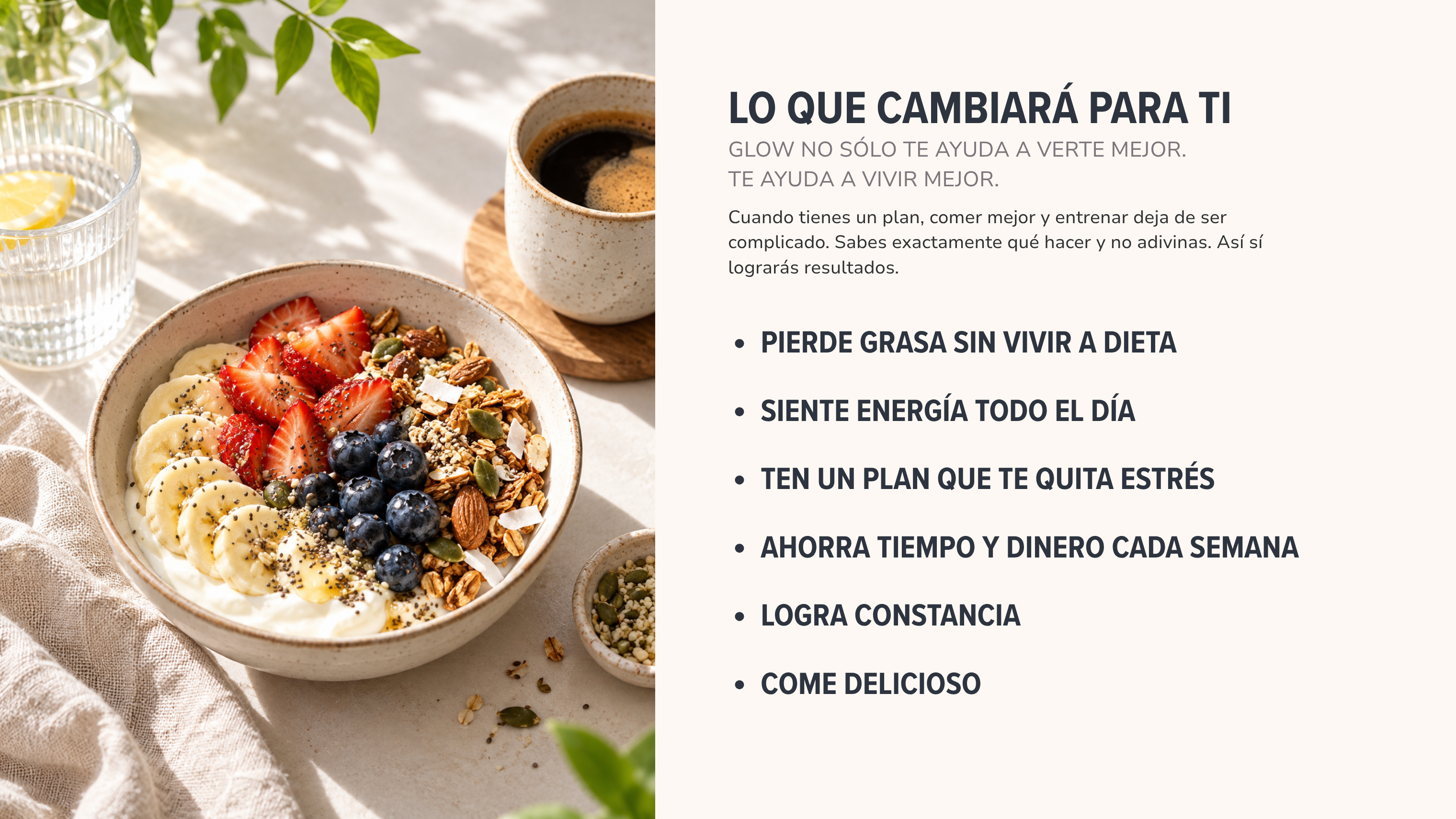 Bowl de desayuno con fruta, semillas y granola